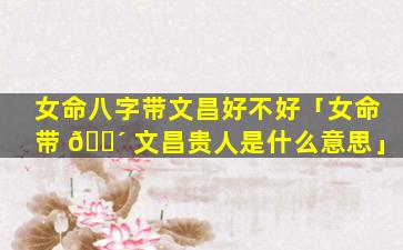 女命八字带文昌好不好「女命带 🐴 文昌贵人是什么意思」